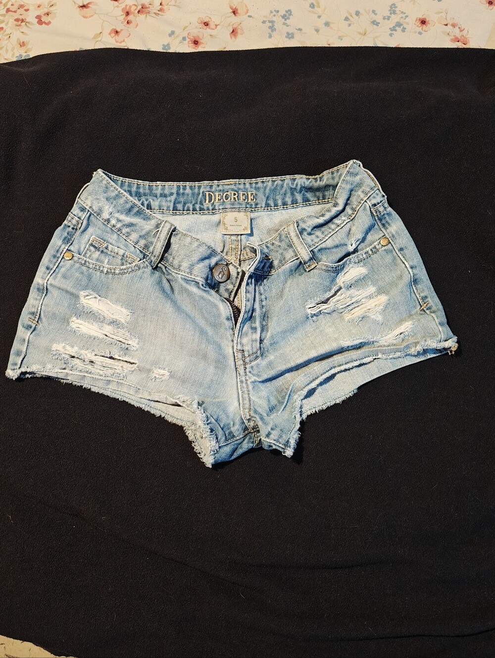 Decree Light Blue Distressed Denim Cutoff Shorts
